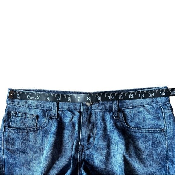 Old Navy Diva Floral Print Jean Shorts Women’s Size 4 Mid Rise Cut Offs Blue - Picture 4 of 8